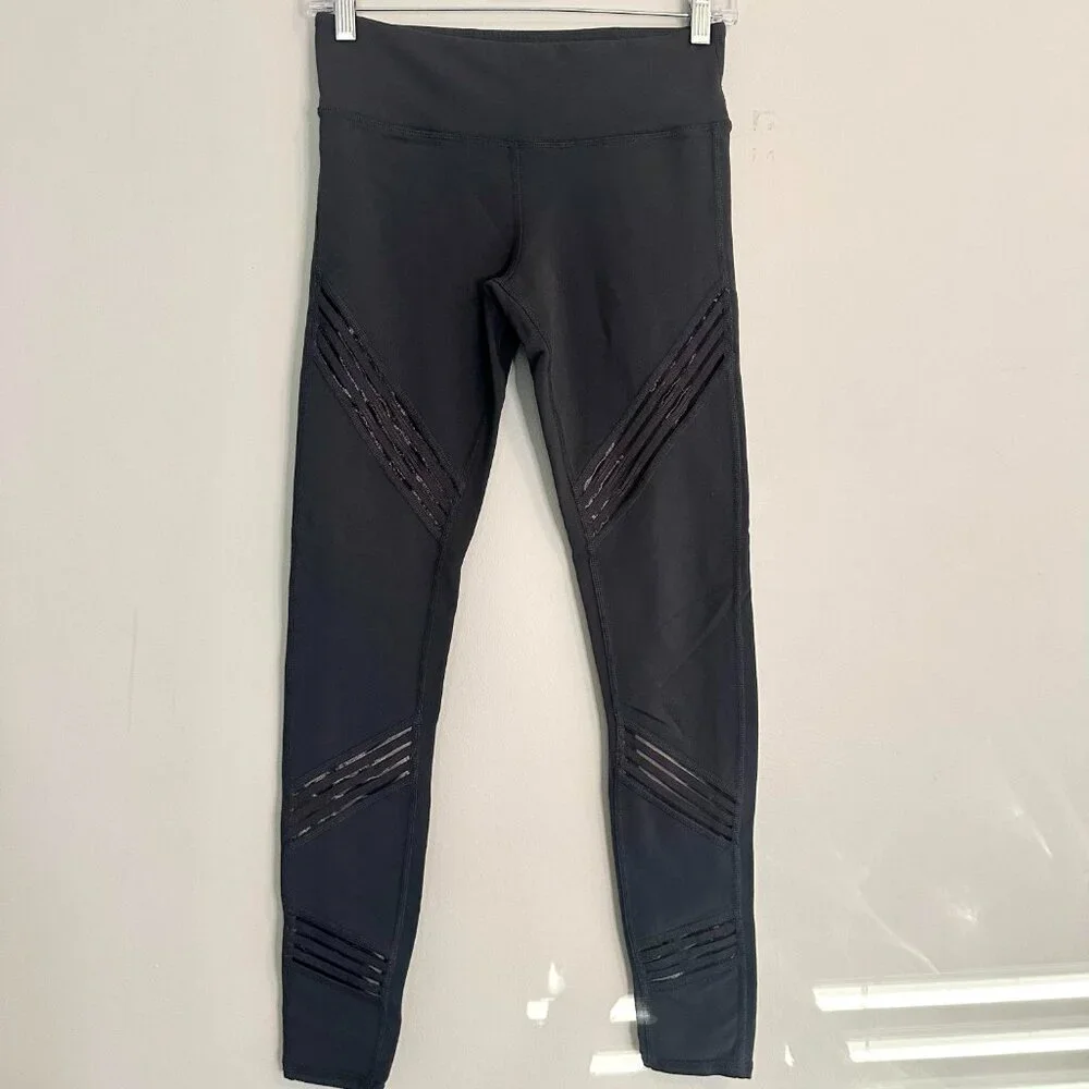 Alo Multi Legging Mid Rise Sporty Moto Mesh Paneling Pant - Small